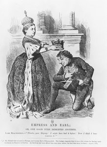 ディズレーリは1876年にビクトリア女王によって種族を与えられました 作： John Tenniel